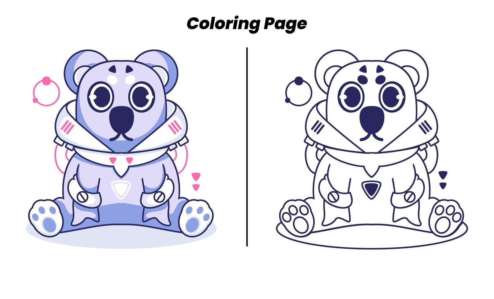 lindo koala con páginas para colorear vector