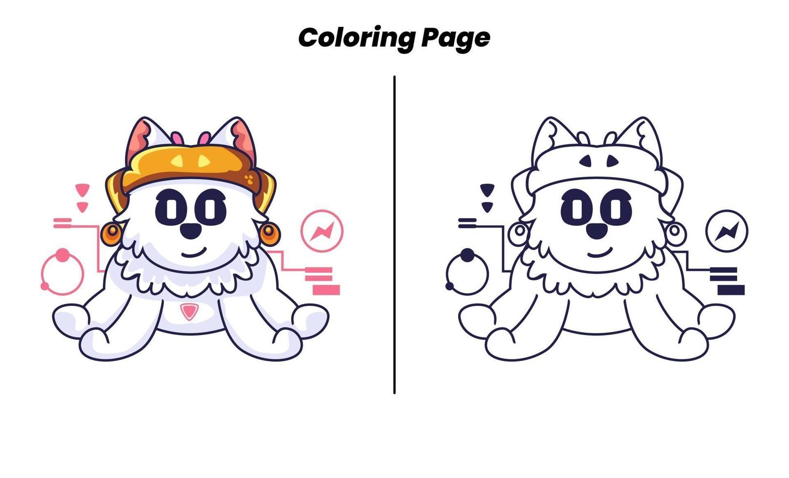 cute cat with coloring page vector
