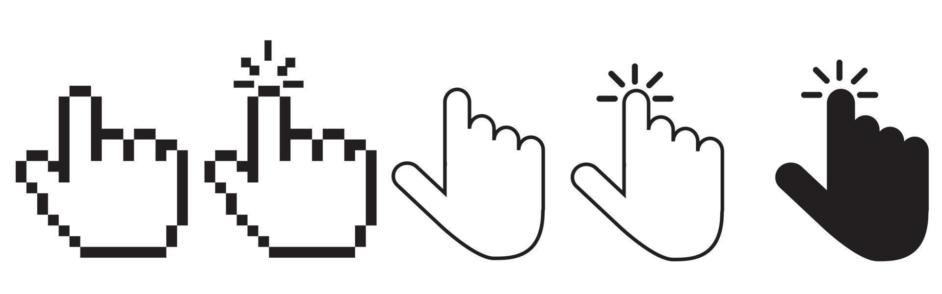 Computer mouse click cursor. Pointer cursor.  click set. vector