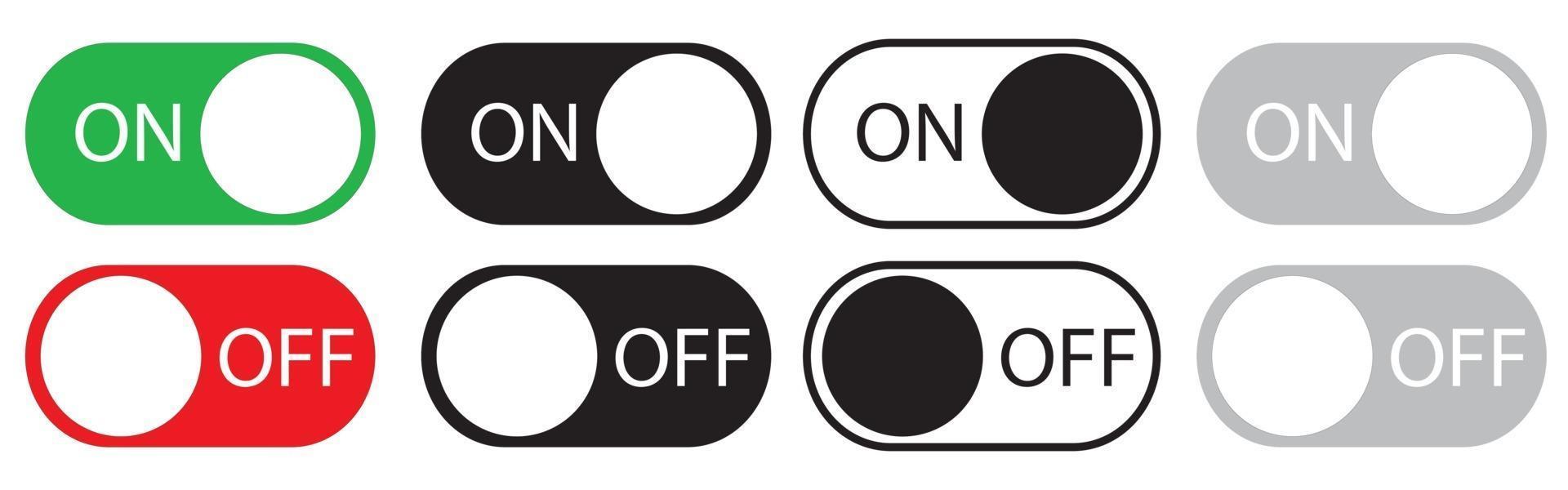 On and Off switch icon sett.Toggle switch buttons vector