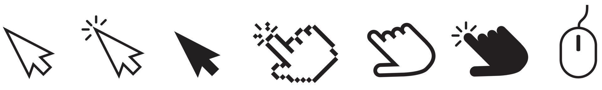 cursor de clic del ratón de la computadora. cursor de puntero. cursores iconos haga clic en establecer. vector