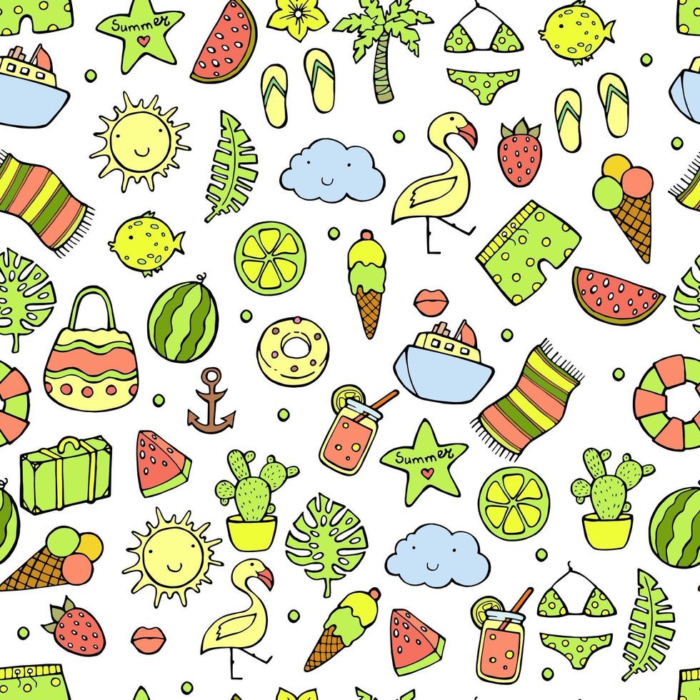 Summer pattern. Watermelon, pineapple. Vector illustration