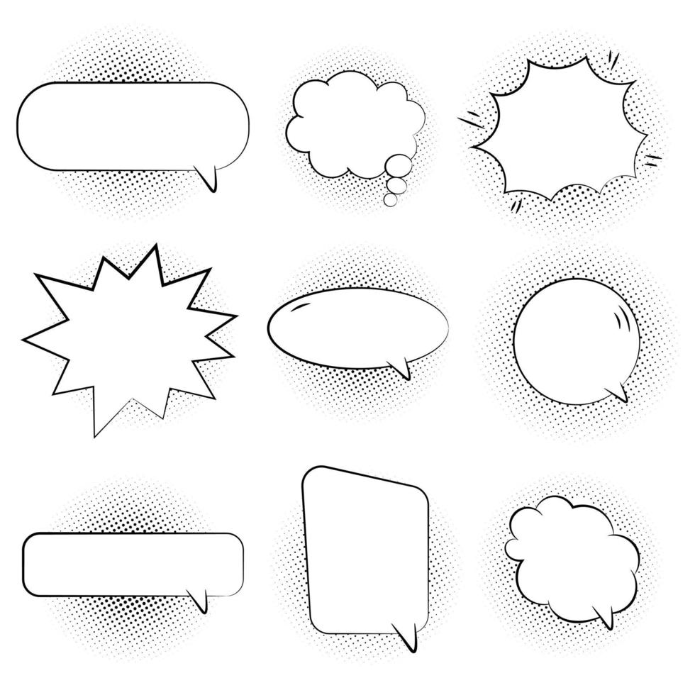 A collection of comic style speech and thought bubbles vector