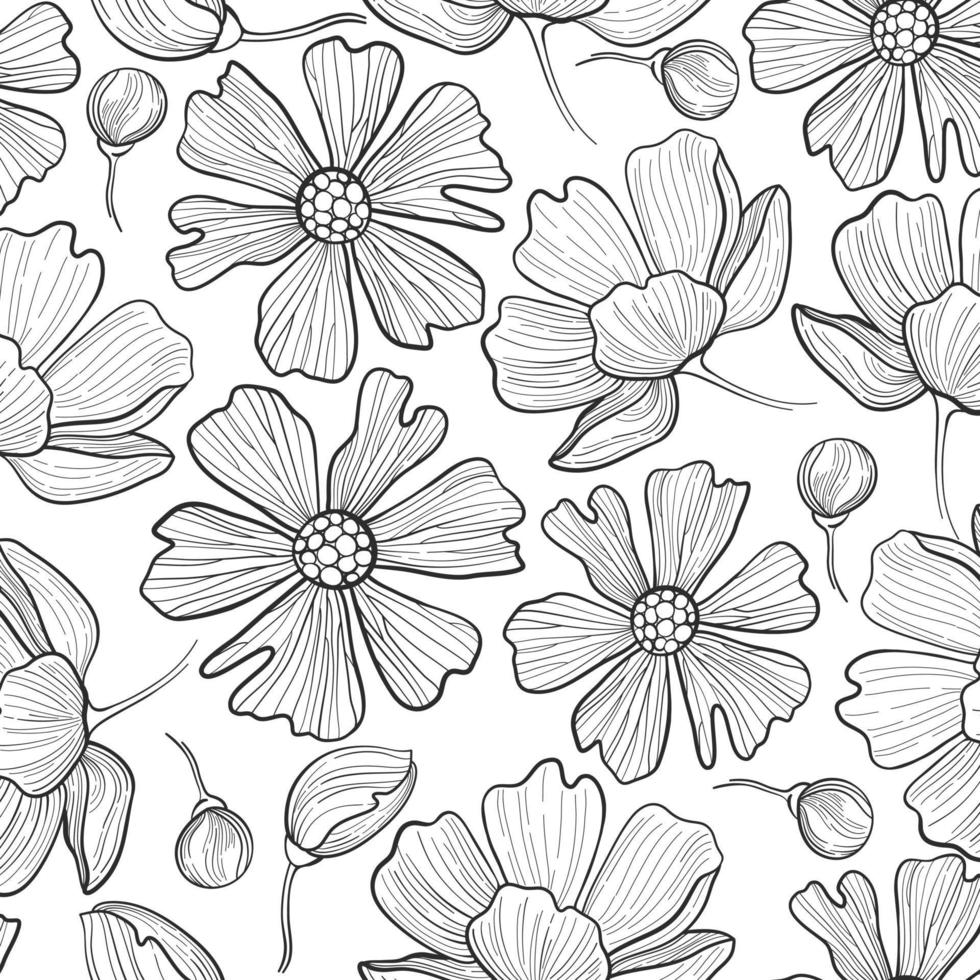 Seamless flower pattern background with Camellia Japonica flower vector