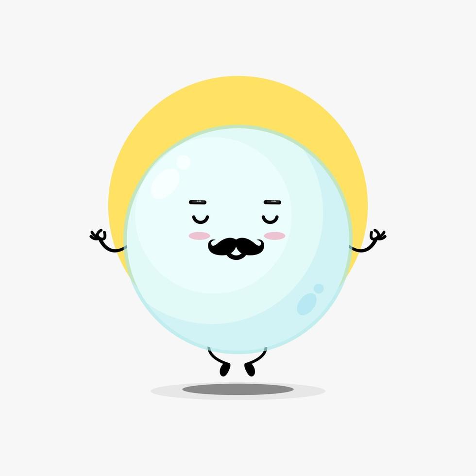 Cute bubbles character meditating in yoga pose vector