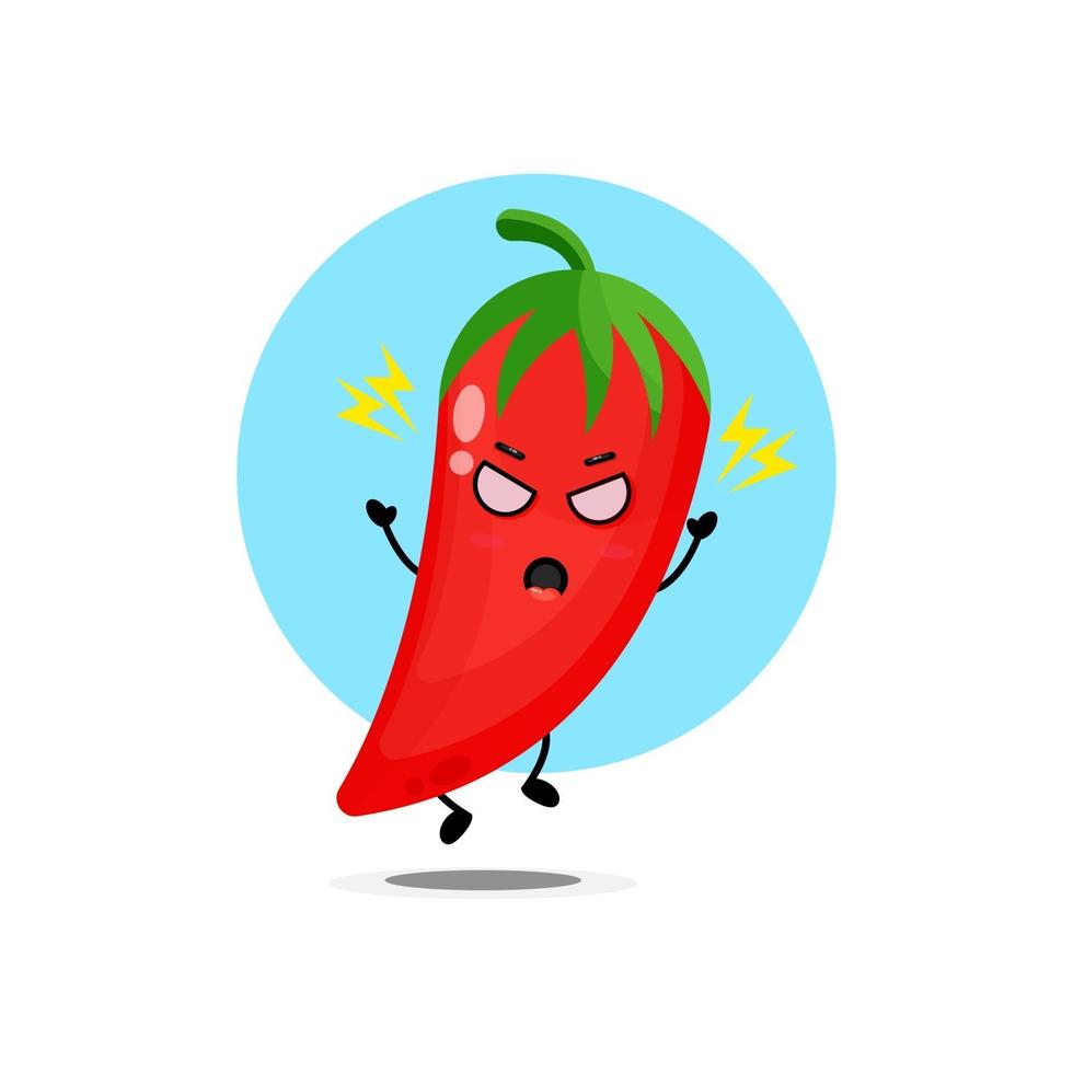 Cute chili character is angry vector