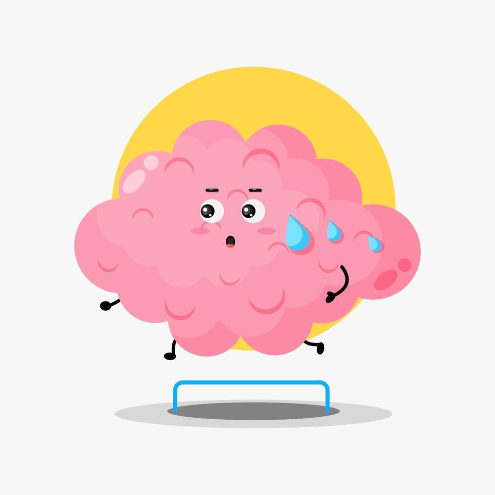 Cute brain character running competition vector