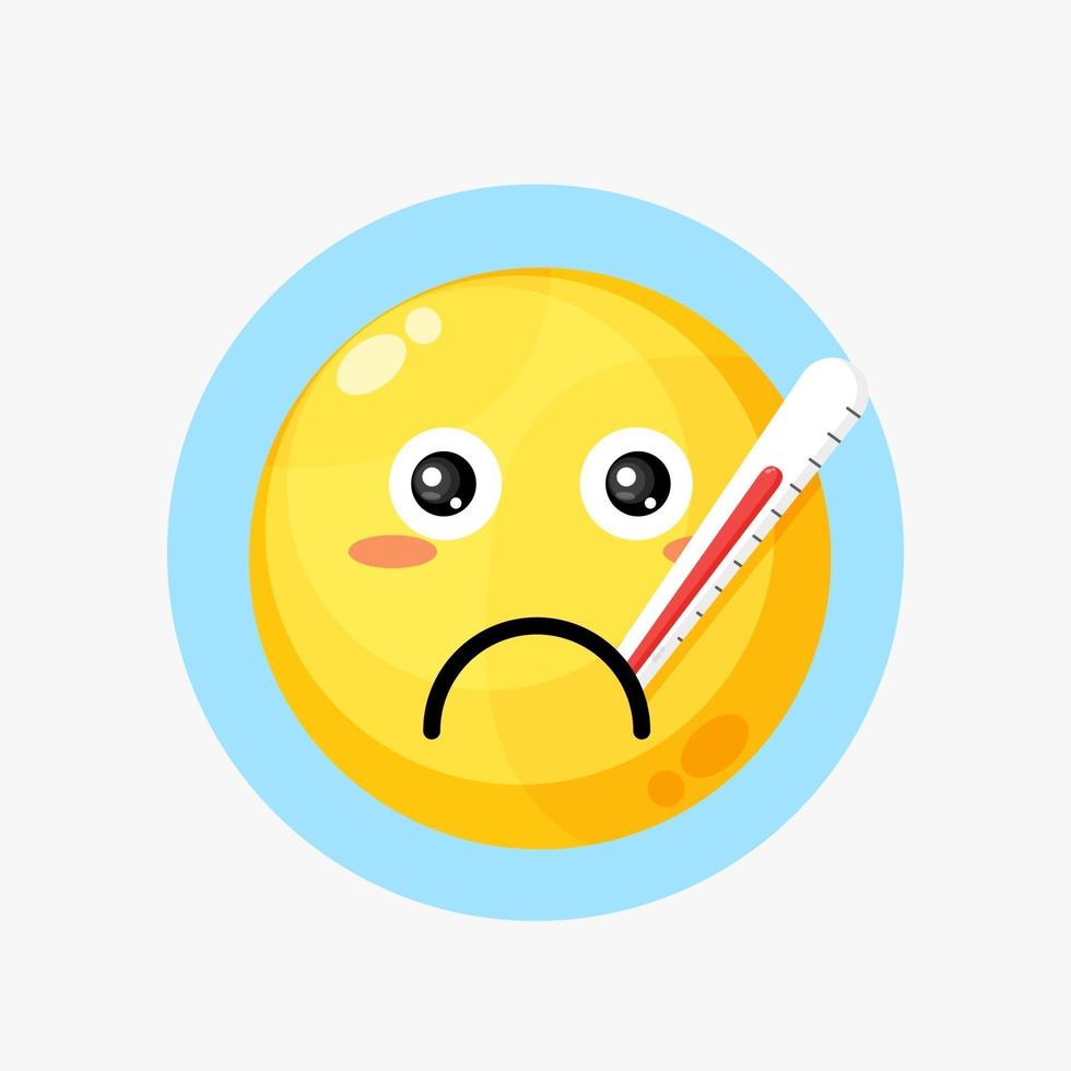 Sick yellow emoticon icon vector