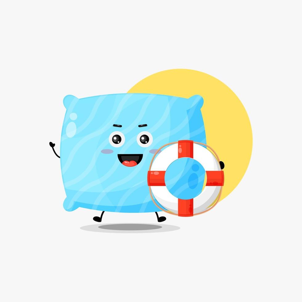Cute pillow character carrying a buoy vector