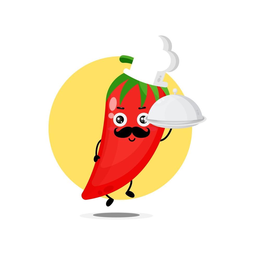 Cute chili characters become chef vector