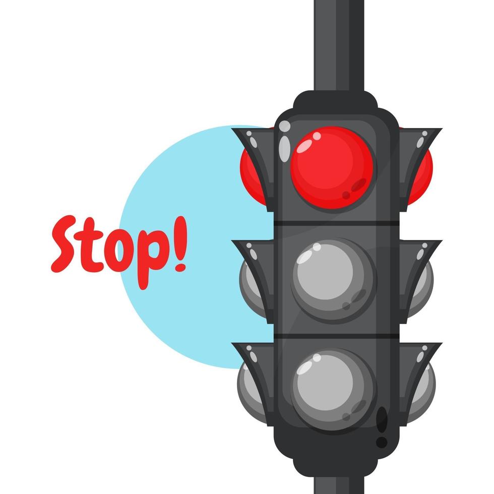 Ilustración de un semáforo con una luz roja. vector