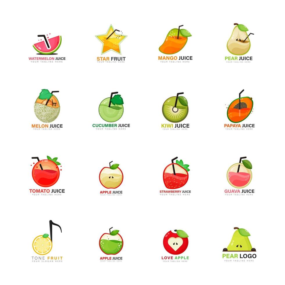 Fruit design logo set vector