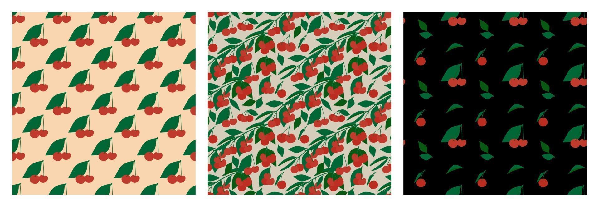 Modern seamless cherry berry pattern for paper, fabric. vector