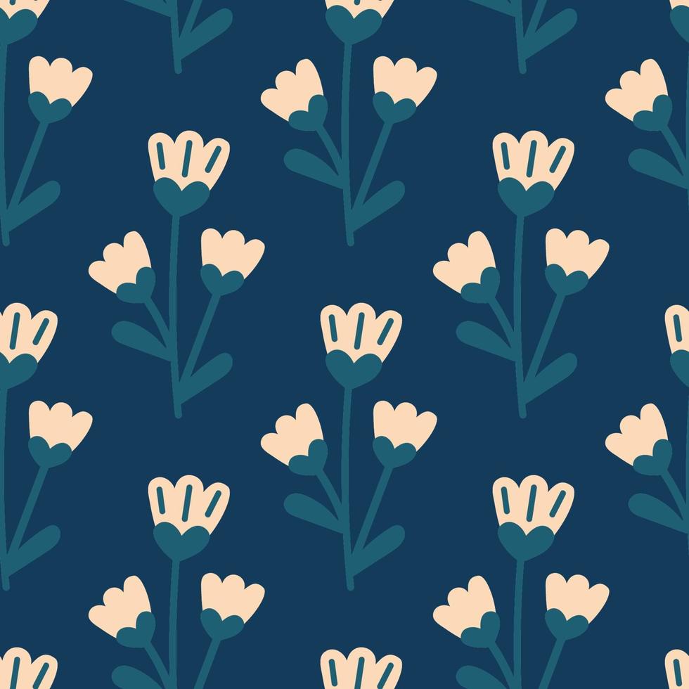 Seamless floral pattern on a blue background, for fabric or packaging. vector