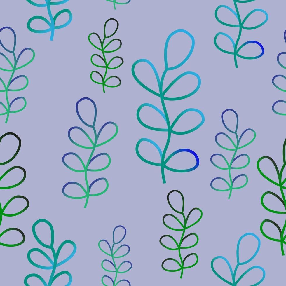 Twigs with leaves of gradient colors on a purple background. vector