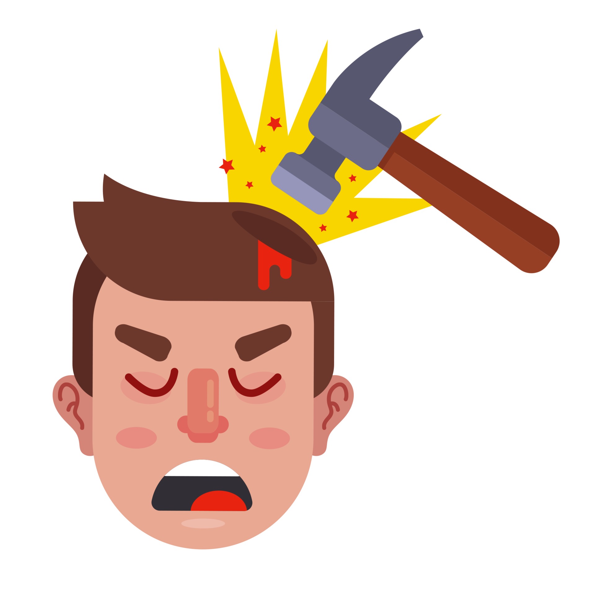 hit a person on the head with a hammer. 3211691 Vector Art at Vecteezy