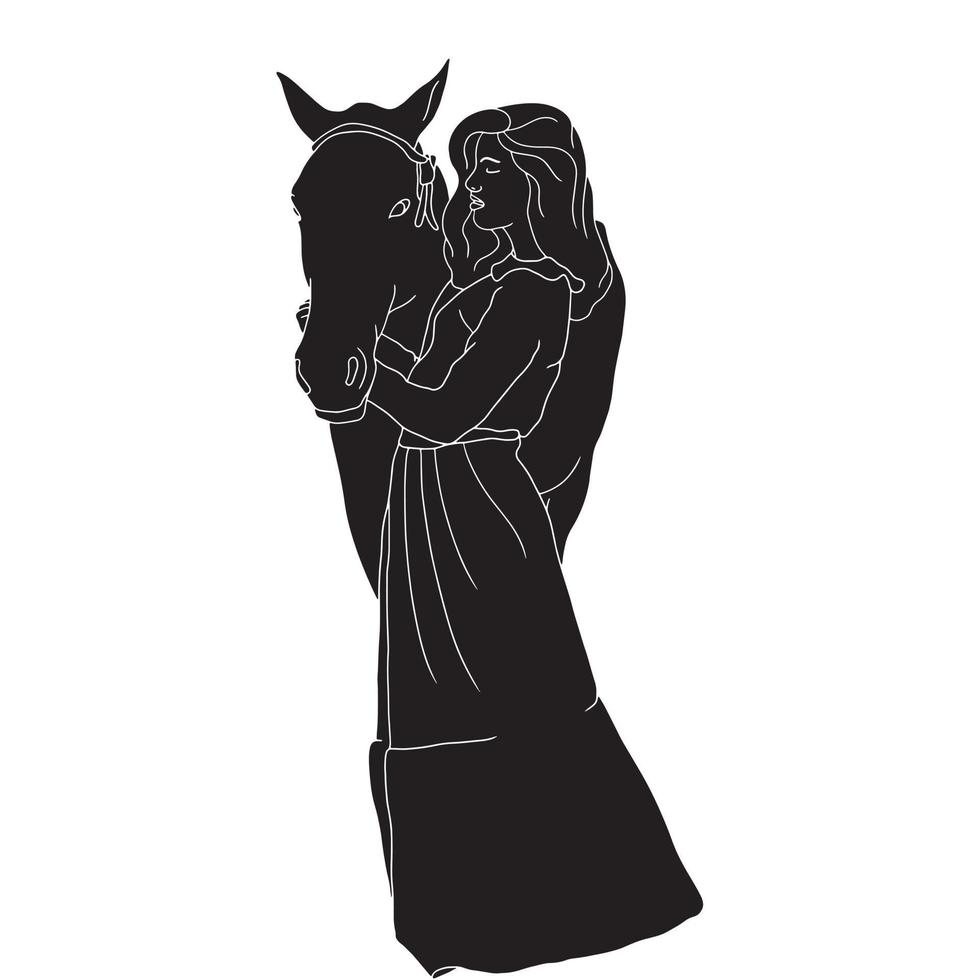 Friendship character silhouette illustration on isolated background. vector