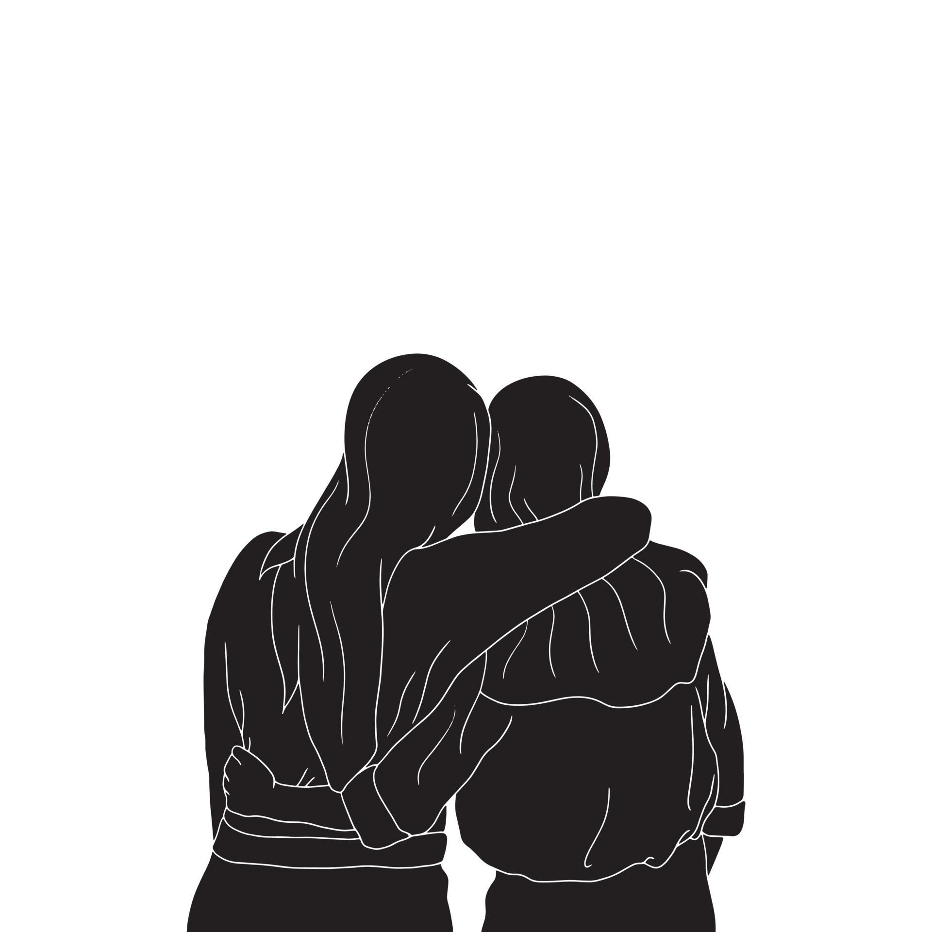 Friendship character silhouette illustration on isolated background