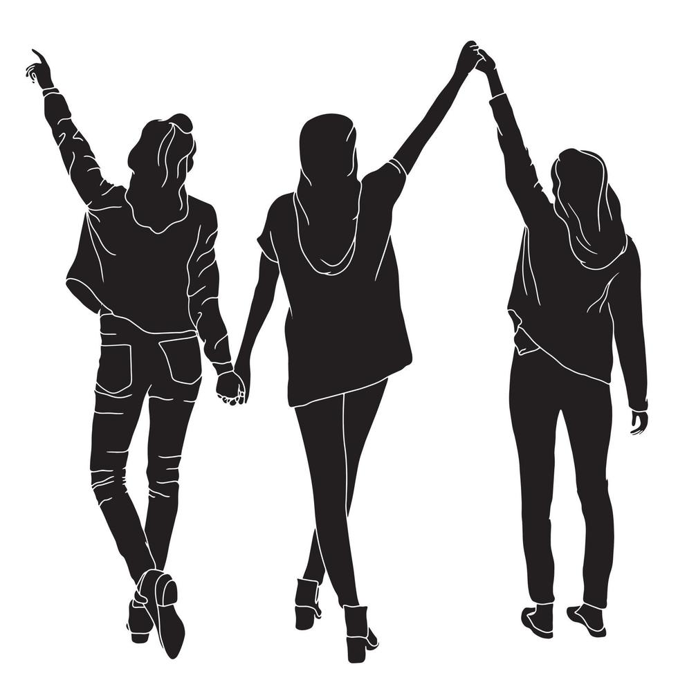 Friendship character silhouette illustration on isolated background. vector