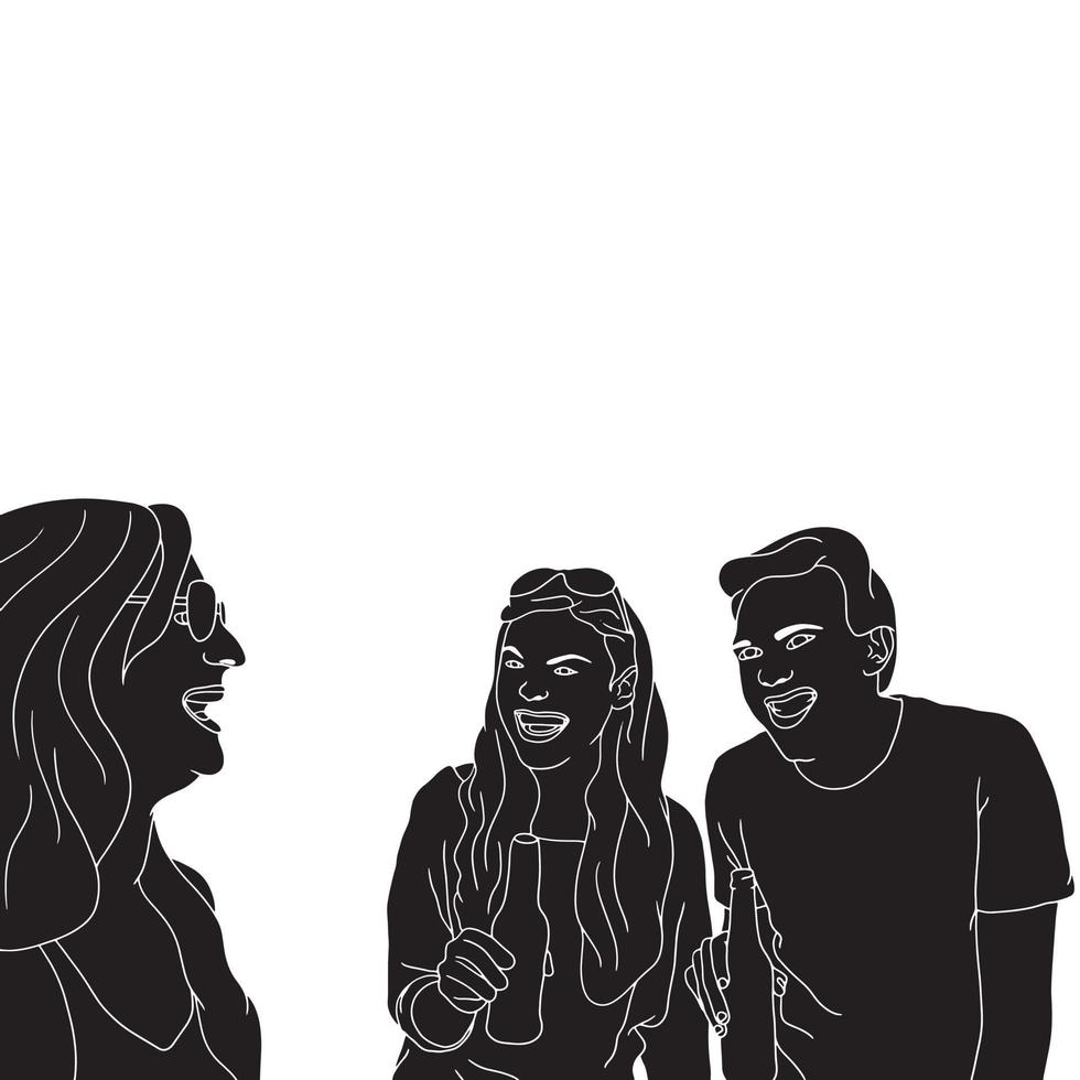 Friendship character silhouette illustration on isolated background. vector