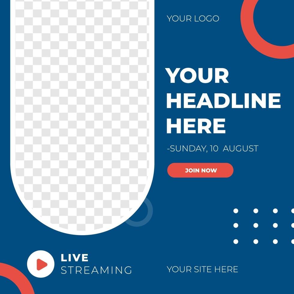 Live Streaming feed design social media post template vector