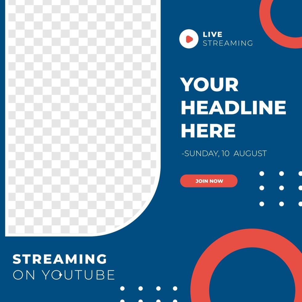 Live Streaming feed design social media post template vector
