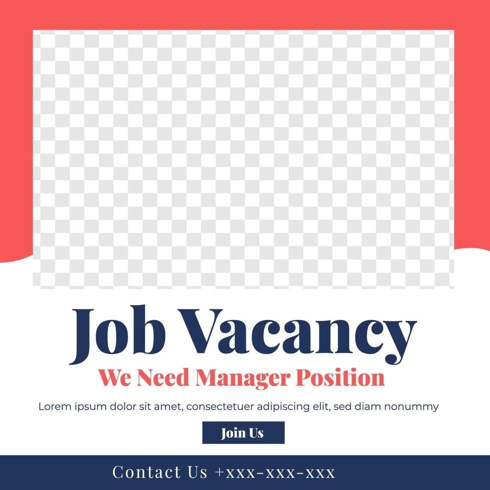 Job Vacancy feed design social media post template vector