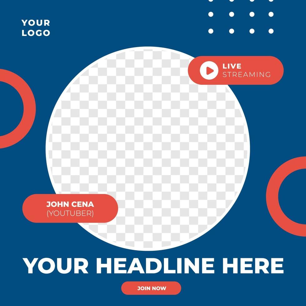 Live Streaming feed design social media post template vector