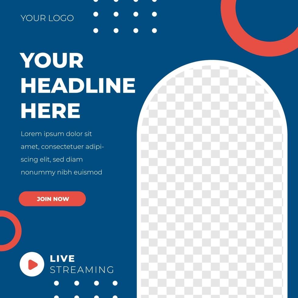 Live Streaming feed design social media post template vector
