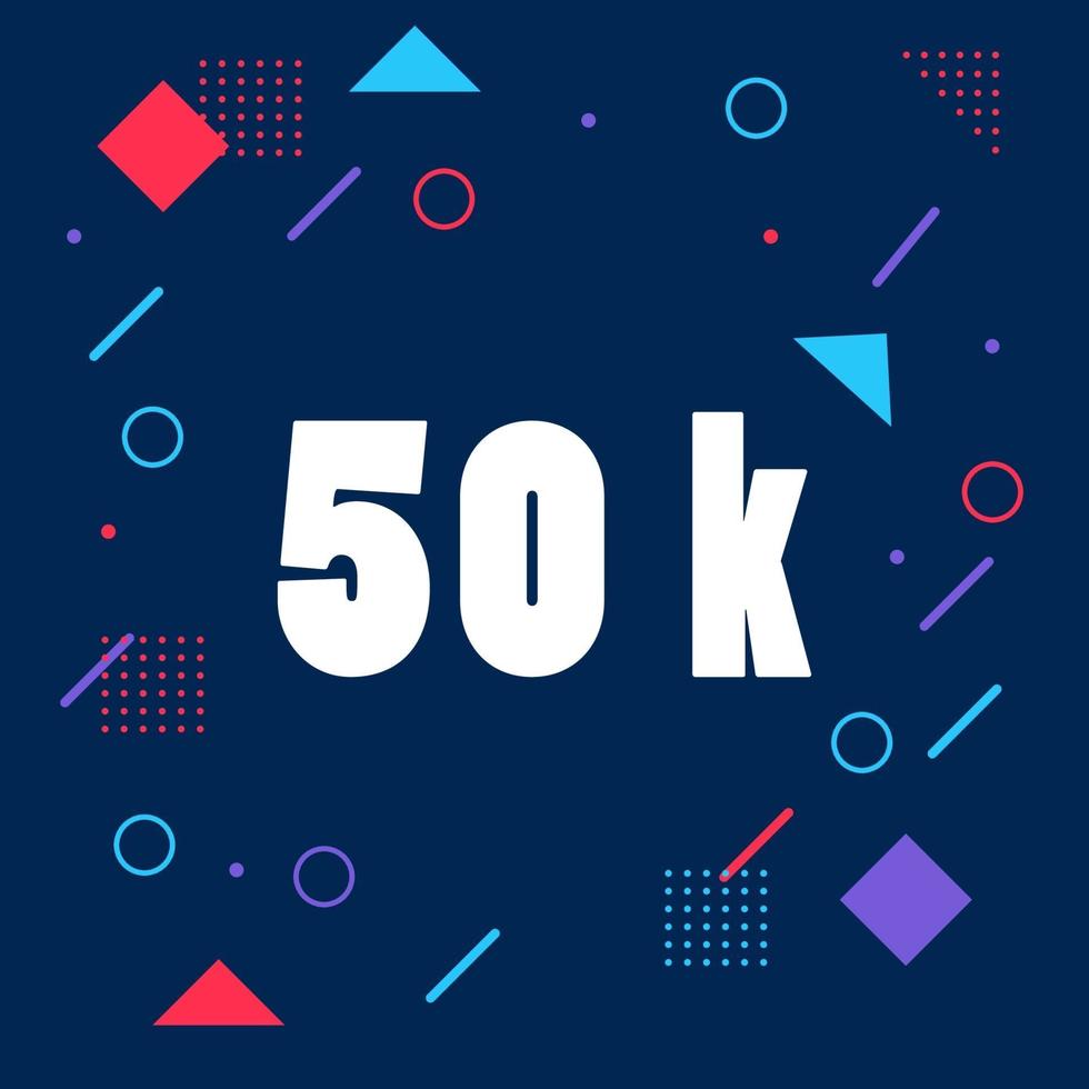 50k followers with memphis element vector