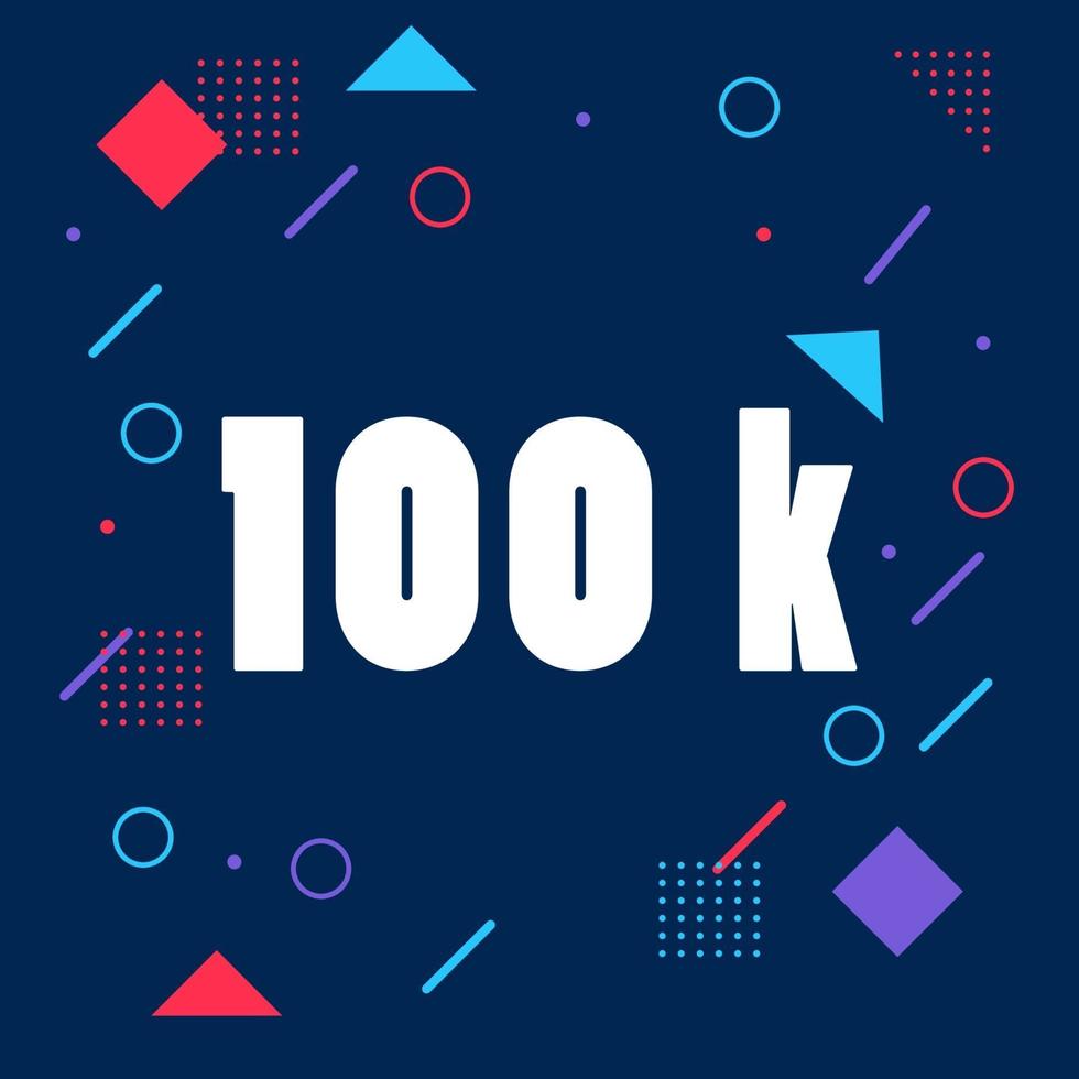 100k followers with memphis element vector