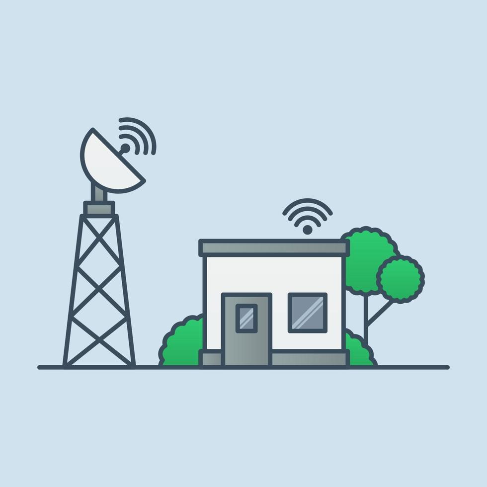 Ilustración de icono de vector de torre de telecomunicaciones