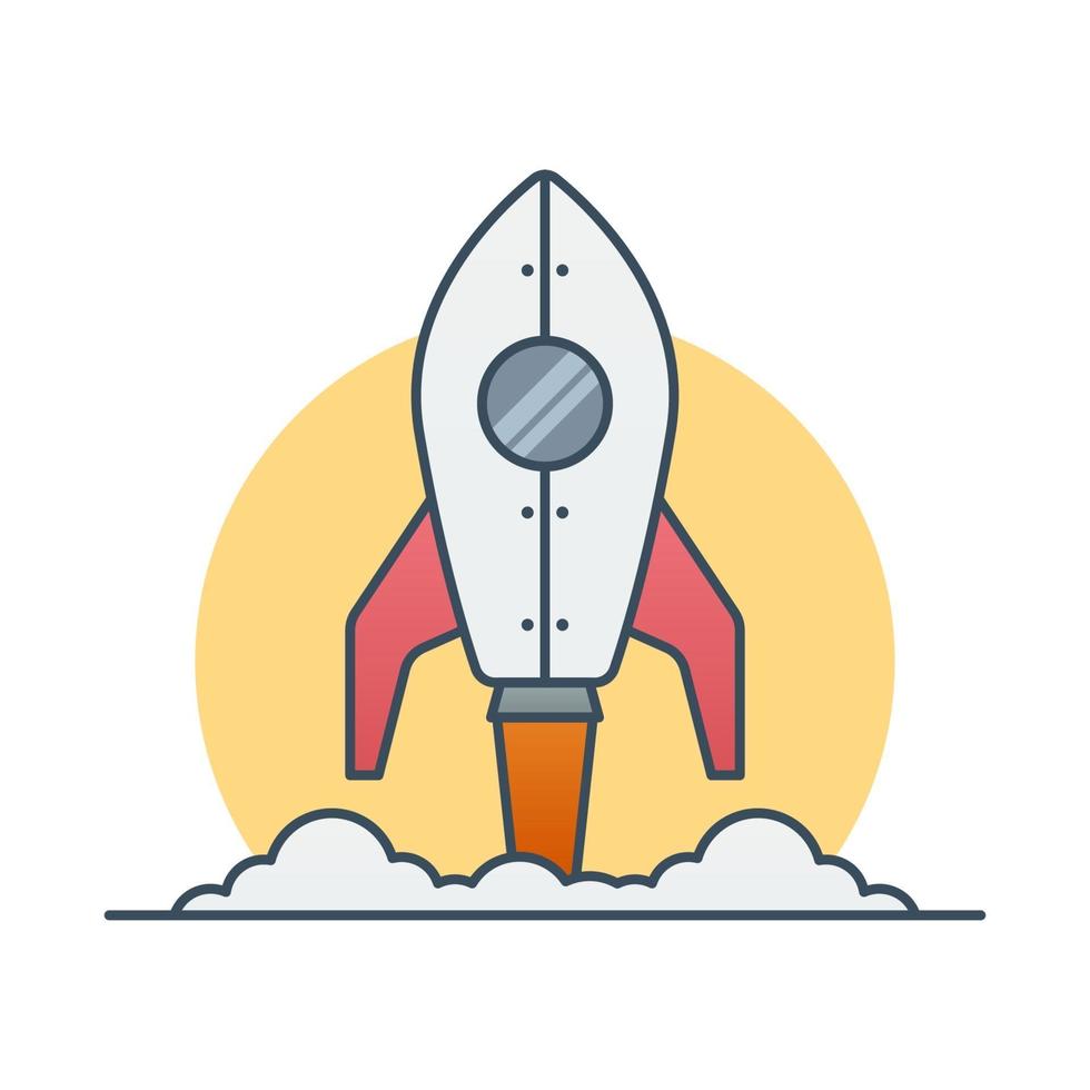 Ilustración de icono de vector de lanzamiento de cohete