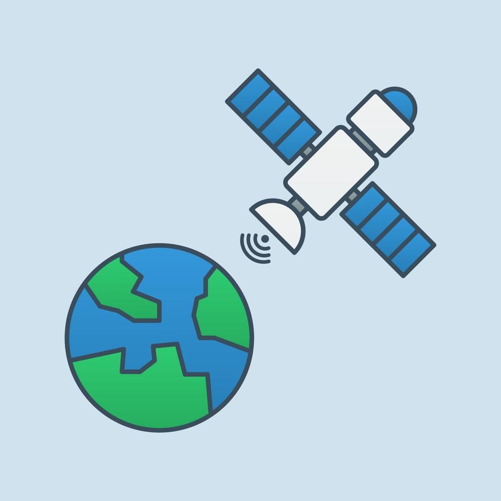 Satellite vector icon illustration. Telecommunication satellite