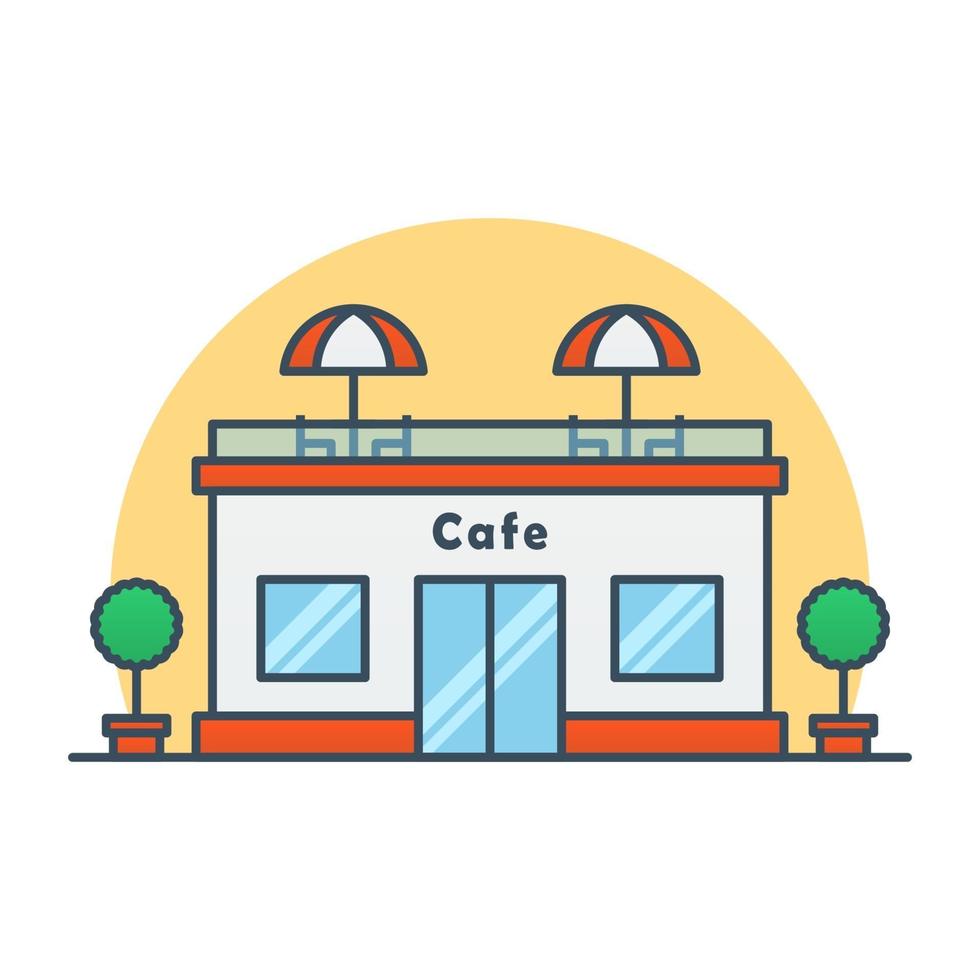 Cafe building vector icon illustration