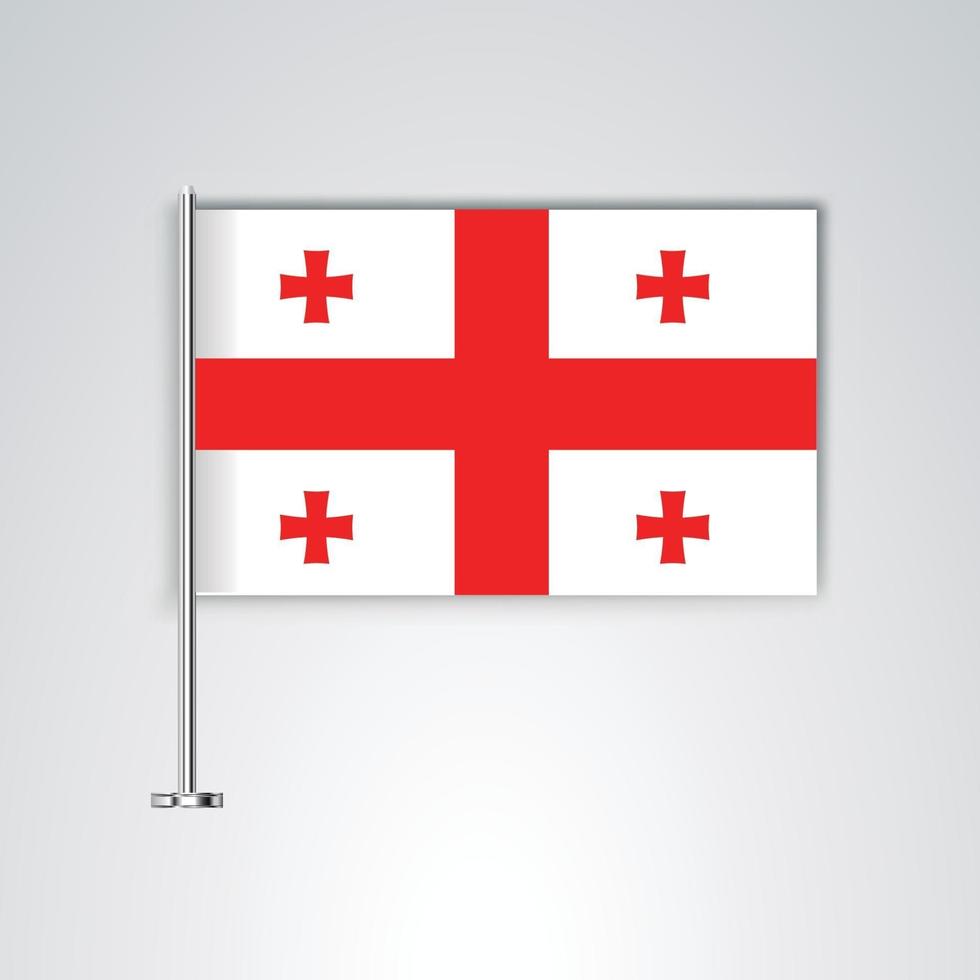 bandera de georgia con palo de metal vector