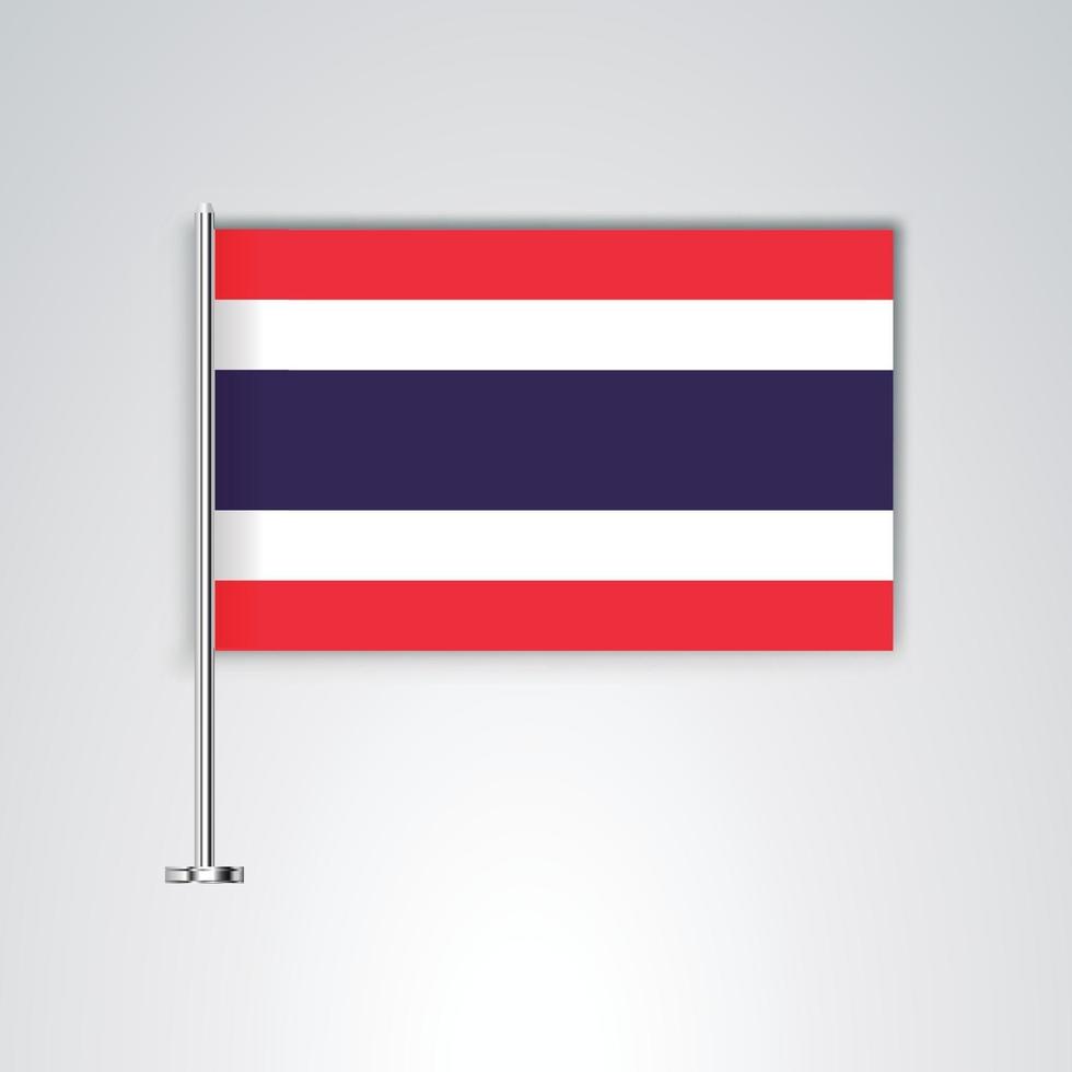 bandera de tailandia con palo de metal vector