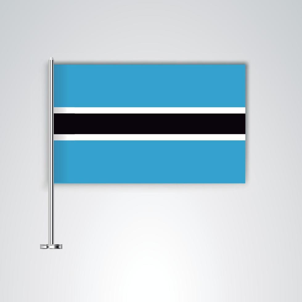 bandera de botswana con palo de metal vector