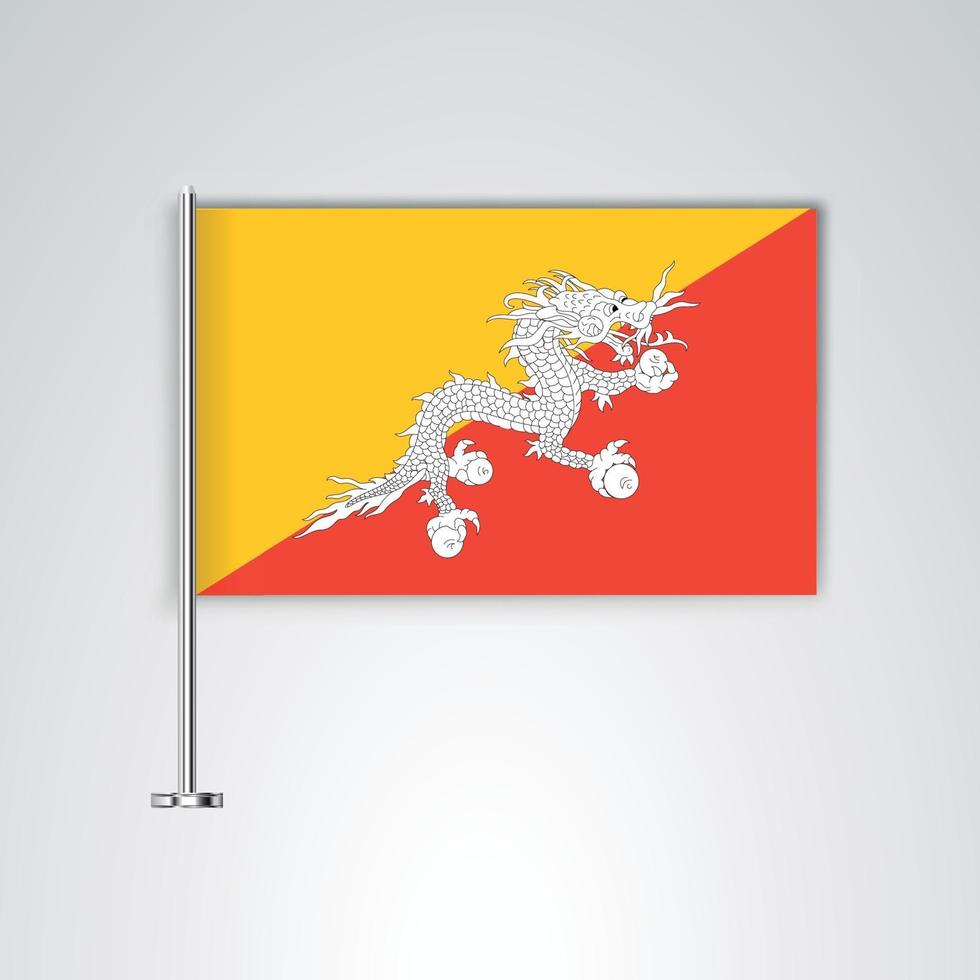 bandera de butan con varilla de metal vector
