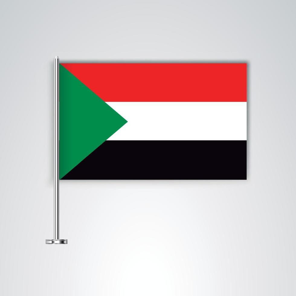 Sudan flag with metal stick vector