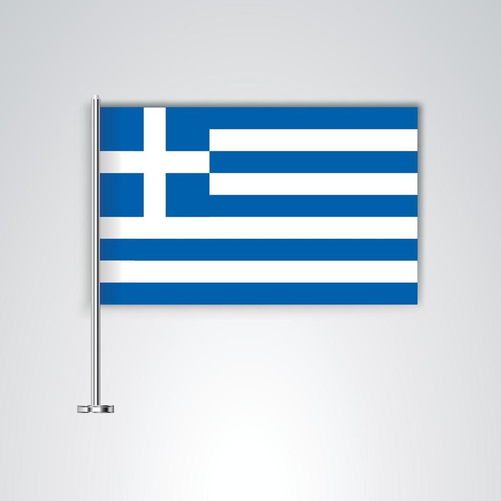 Greece flag with metal stick vector