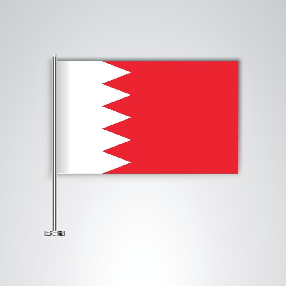 bandera de bahrein con palo de metal vector