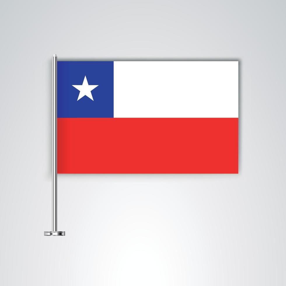 bandera de chile con palo de metal vector