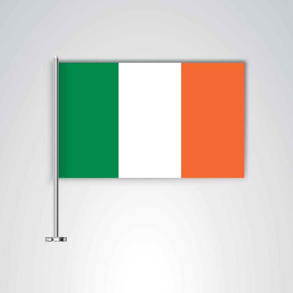 bandera de irlanda con palo de metal vector
