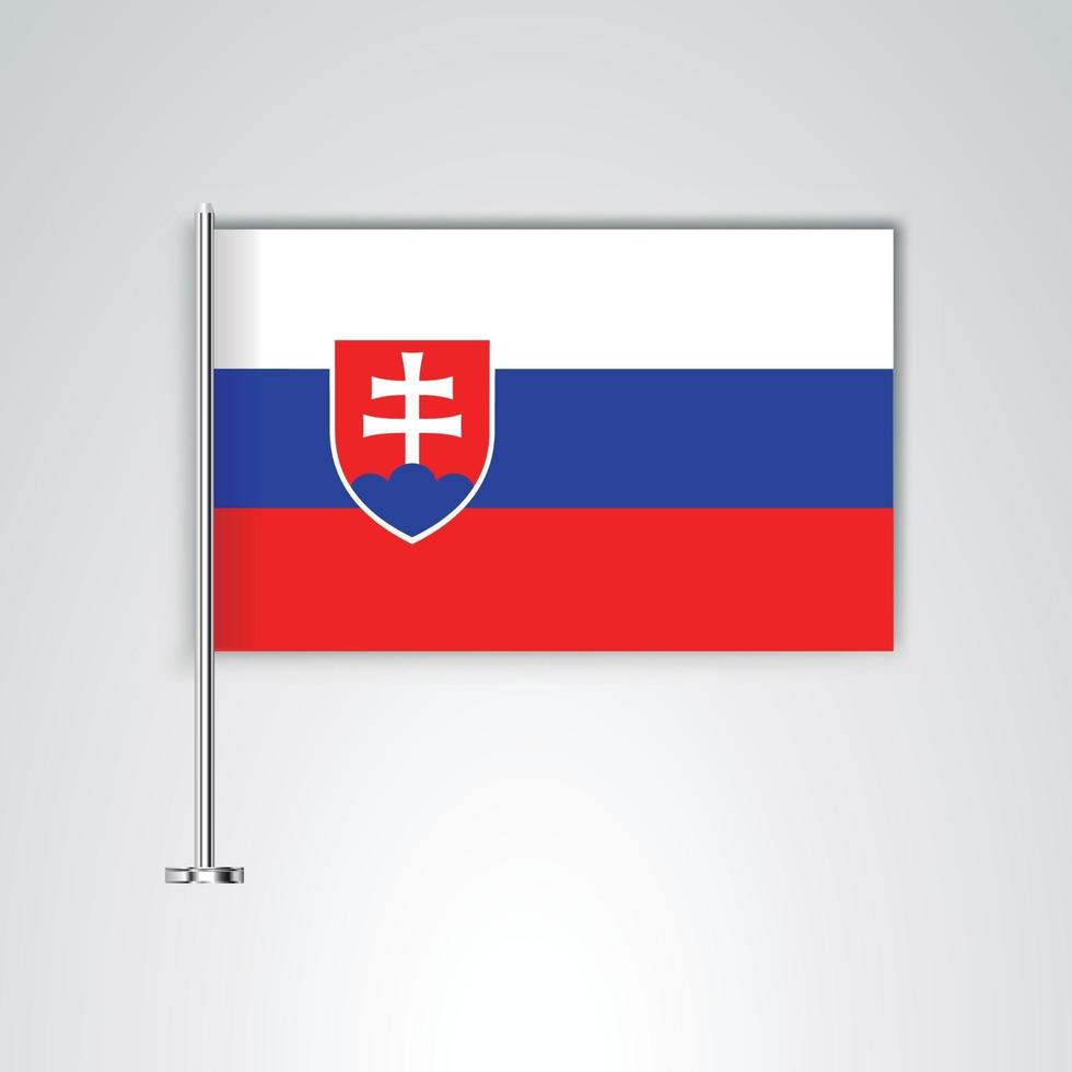 bandera de eslovaquia con palo de metal vector