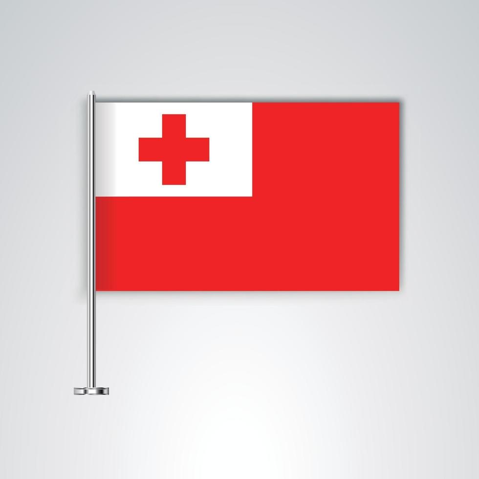 bandera de tonga con palo de metal vector