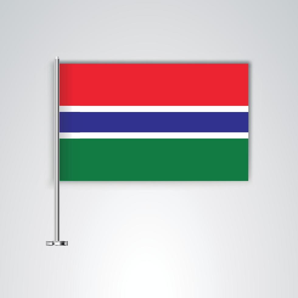 bandera de gambia con palo de metal vector