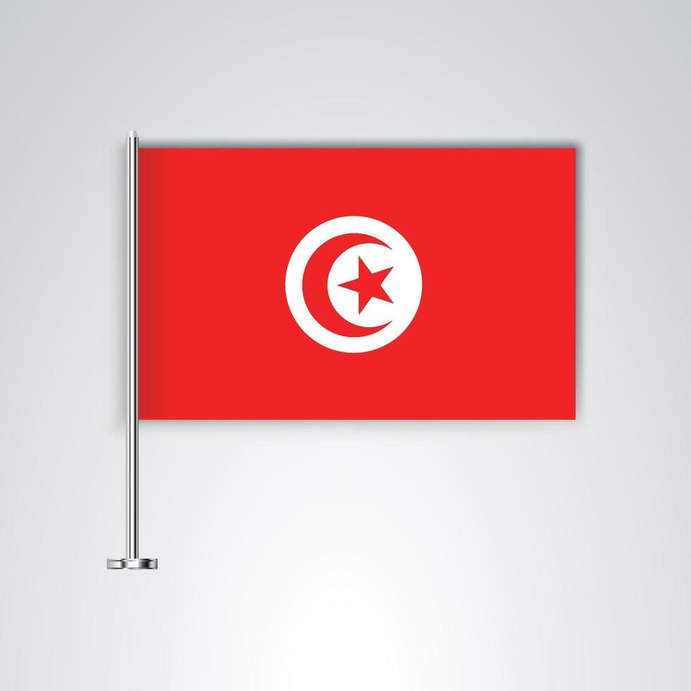 Tunisia flag with metal stick vector