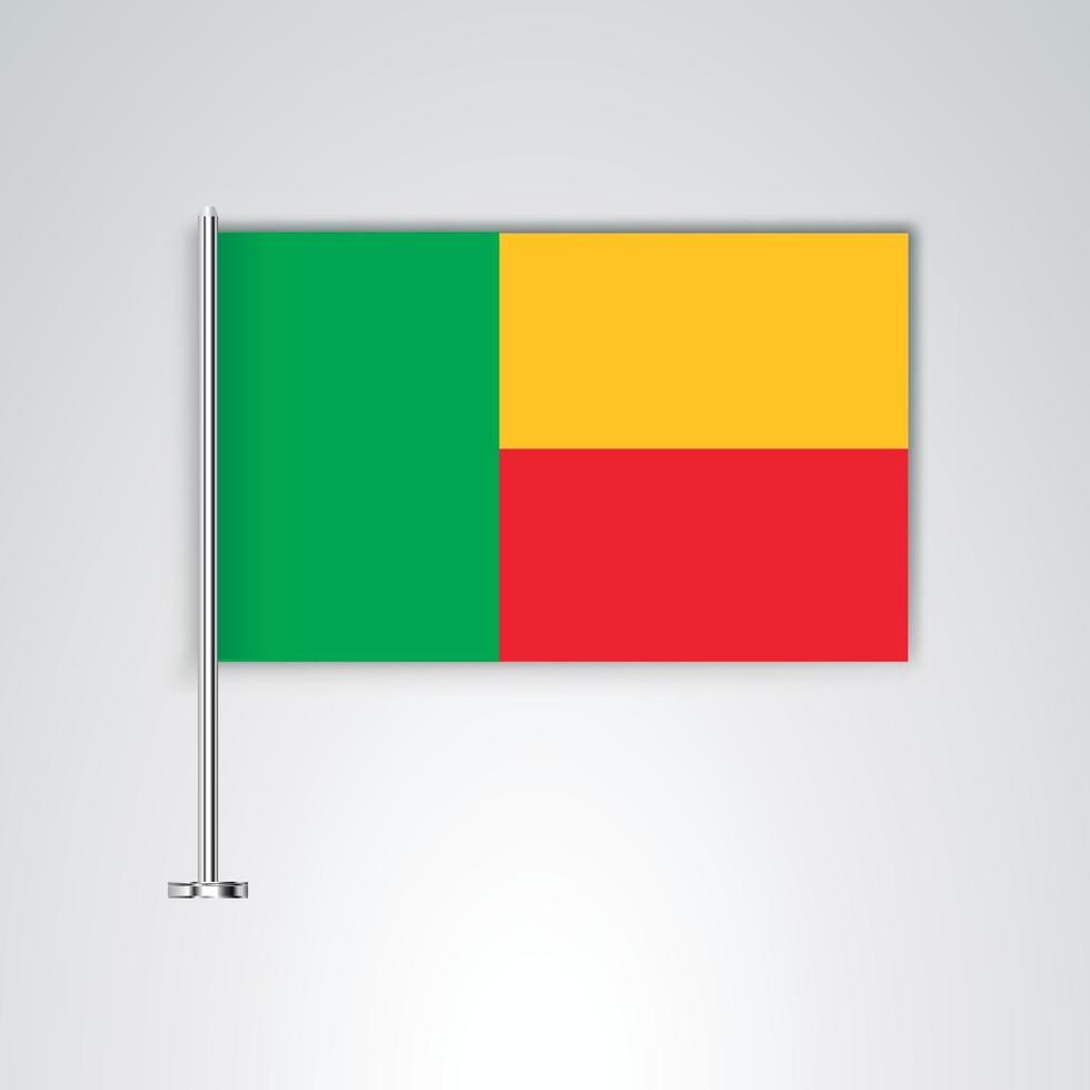 Benin flag with metal stick vector