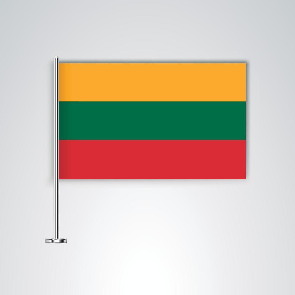 bandera de lituania con palo de metal vector